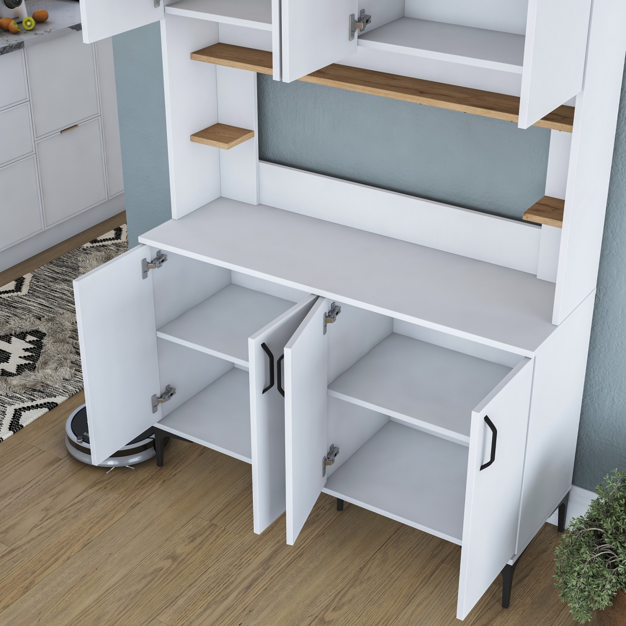 Dulap multifuncțional, Je176 3291, UnicUtil, Alb-Nuc, Lățime: 120 cm, Înălțime: 187,2 cm, Adâncime: 40 cm - view 5