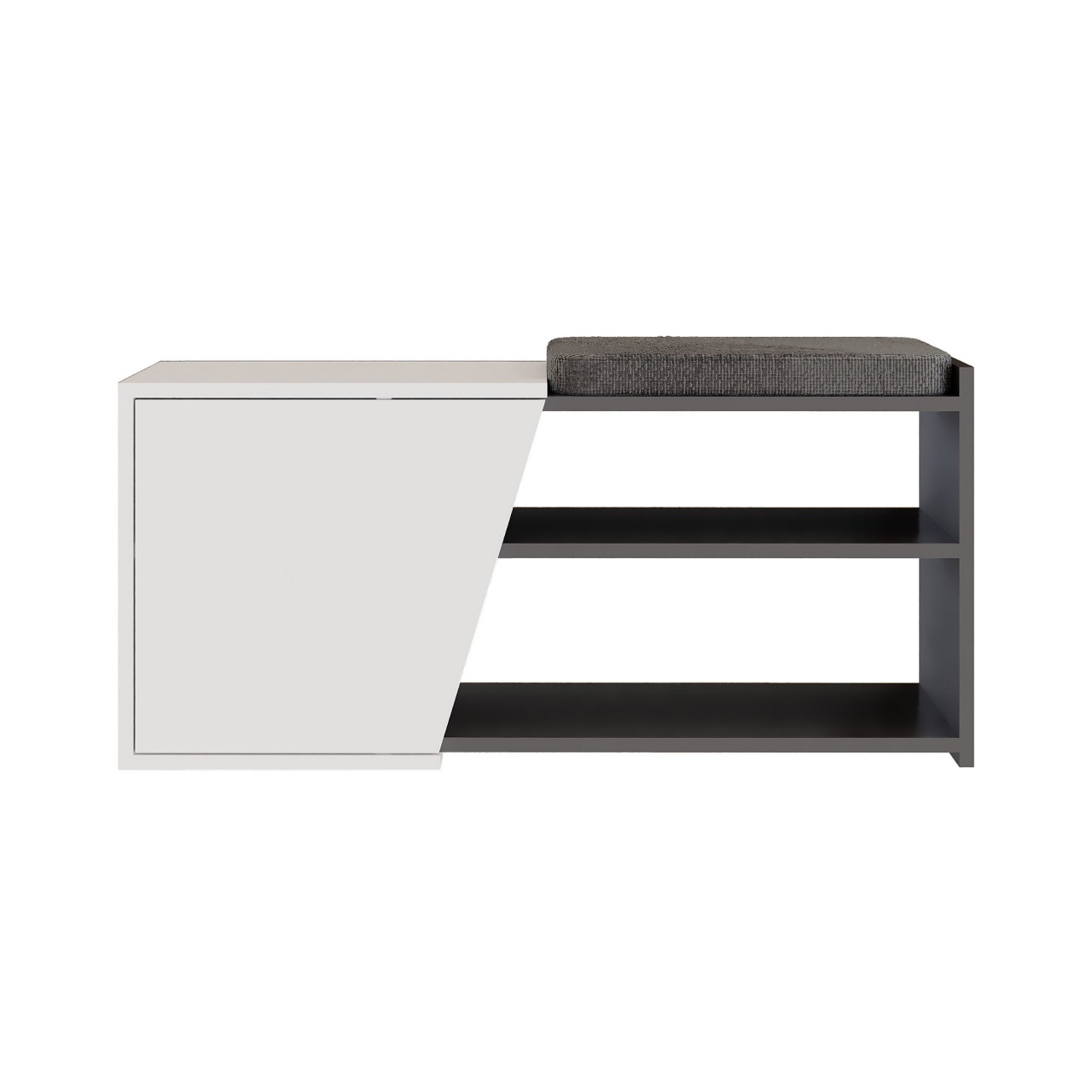 Dulap pentru pantofi, Fiona Bench, UnicUtil, Antracit-Alb, Lățime: 104,6 cm, Înălțime: 47,2 cm, Adâncime: 37,5 cm - view 3