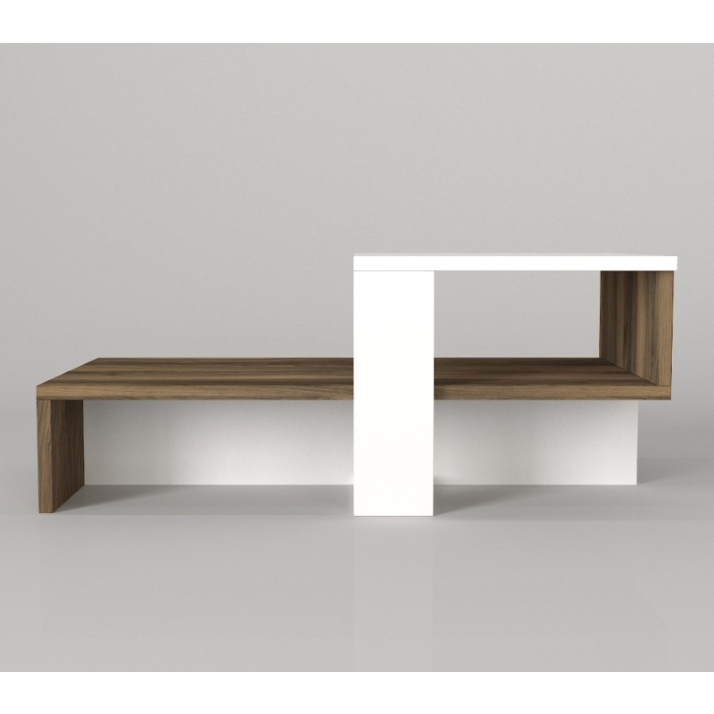 Masa de Cafea, Chain UnicUtil, 80 x 43.6 x 32.6 cm, Ideala Pentru Living Modern, Dormitor sau Hol, PAL, Culoare Alb si Maro - imagine 3