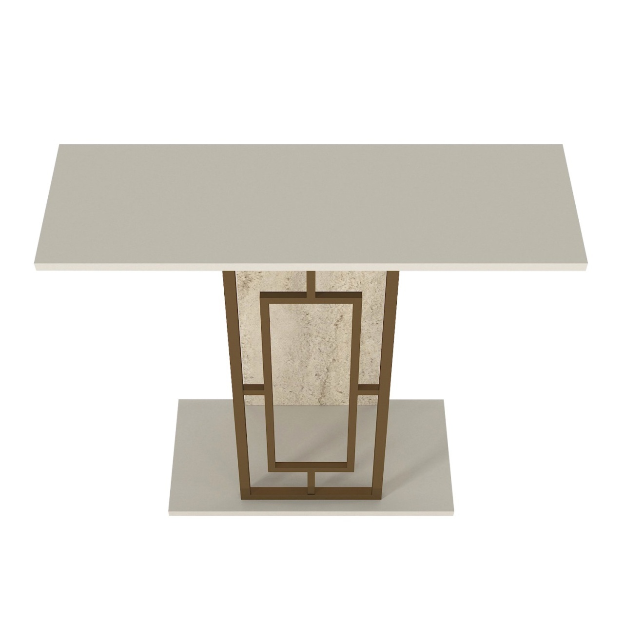 Masă decorativă Alderas din pal melaminat finisaj travertin – design elegant pentru spații moderne, 90 x 29.6 x 76.8 cm - imagine 9