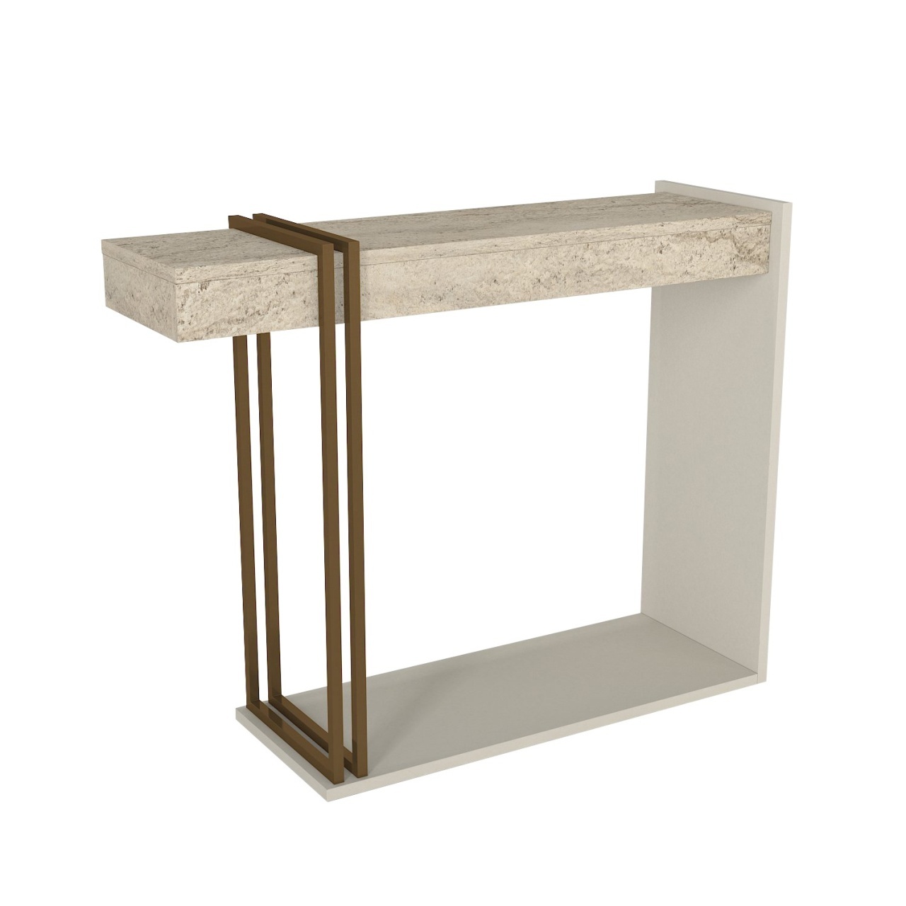 Masă decorativă Desca din pal melaminat finisaj travertin-sandstone – eleganță modernă pentru interior rafinat, 91.8 x 29.6 x 74.2 cm, UUORG58 - 3 | YEO