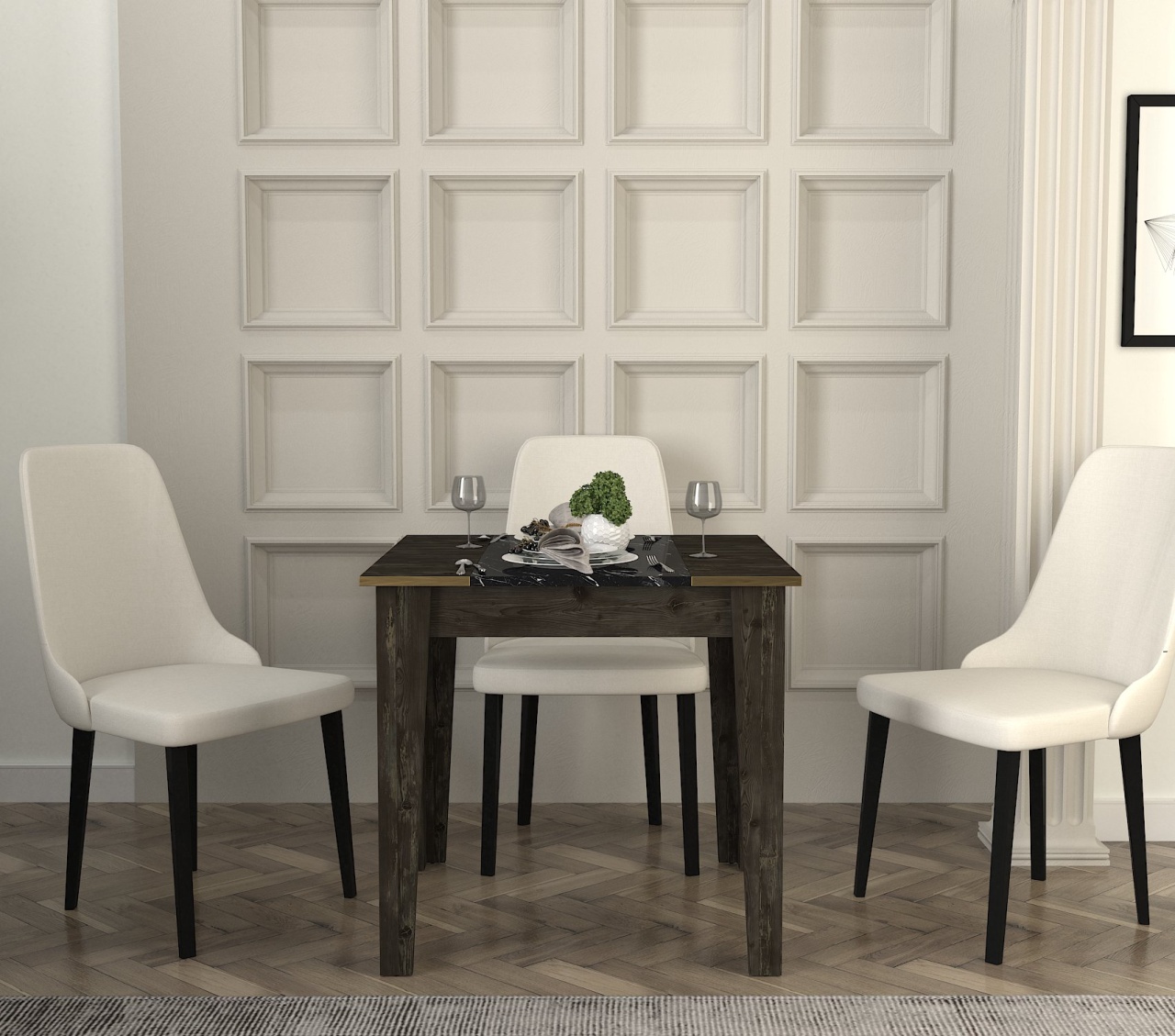 Masa dining, Compact View, UnicUtil, Negru-Marmura, UUMD10 - 2 | YEO