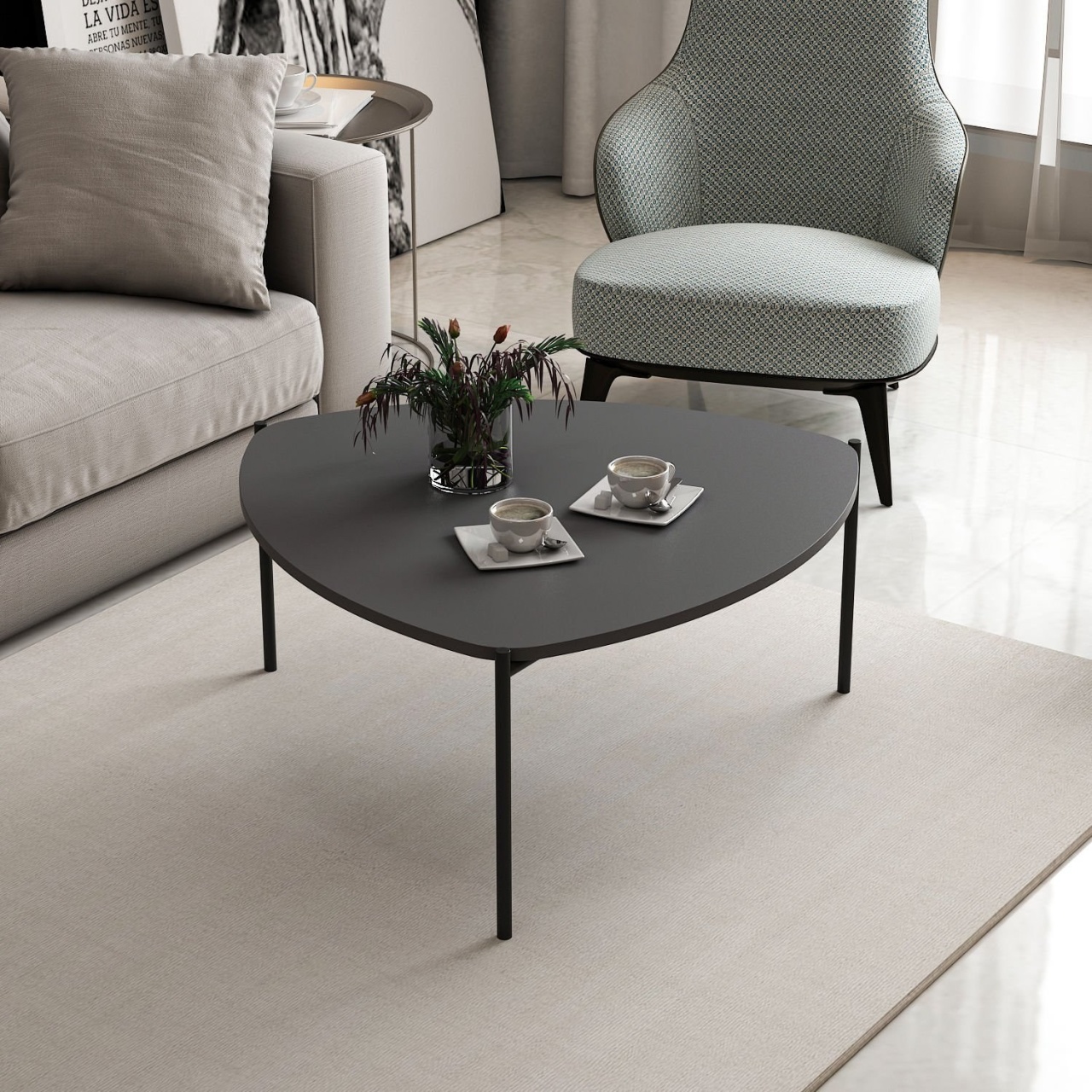 Măsuţă de cafea, Lenny Anthracite, UnicUtil, Antracit, Lățime: 90 cm, Înălțime: 40 cm, Adâncime: 89 cm - view 6