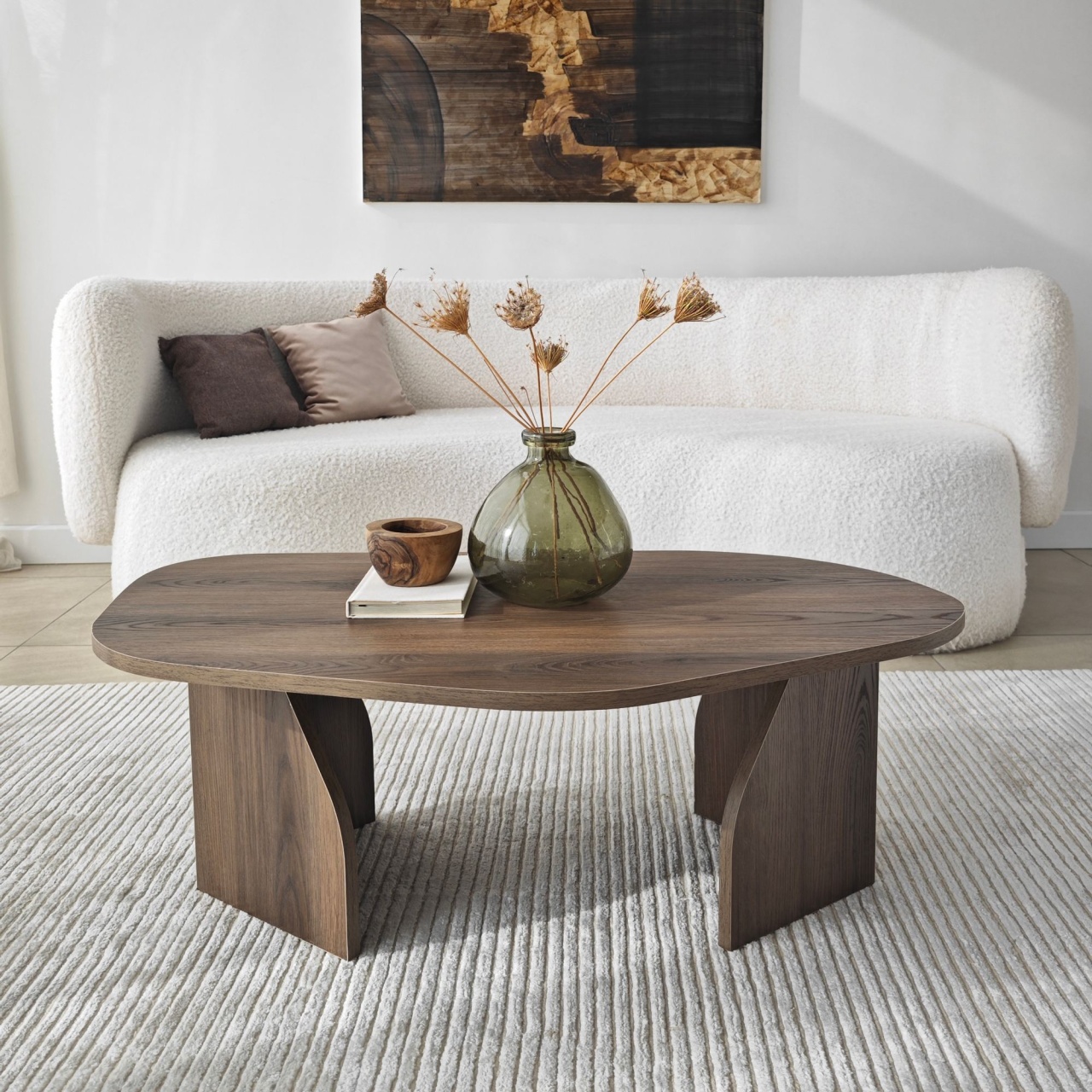 Măsuţă de cafea, Rock Walnut, UnicUtil, Nuc, Lățime: 100 cm, Înălțime: 35 cm, Adâncime: 60 cm - view 2