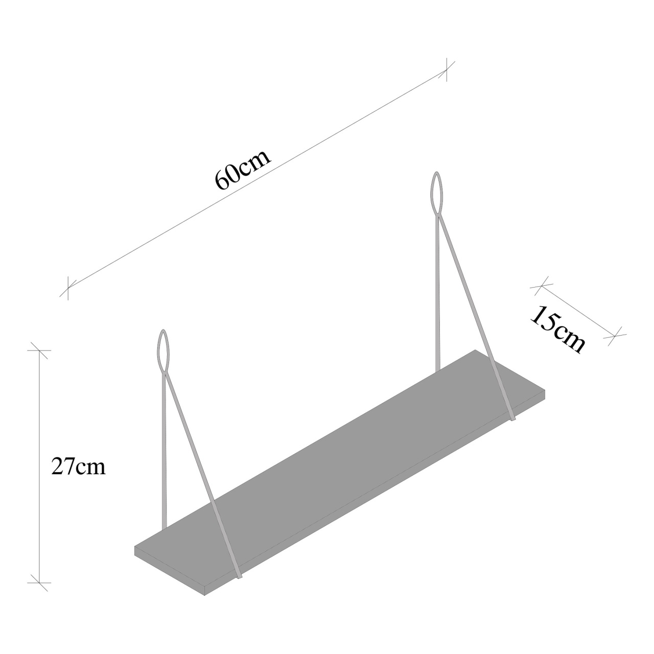 Raft de perete, Amaryllis Design, UnicUtil, Negru-Nuc închis, Lățime: 60 cm, Înălțime: 27 cm, Adâncime: 15 cm - view 6