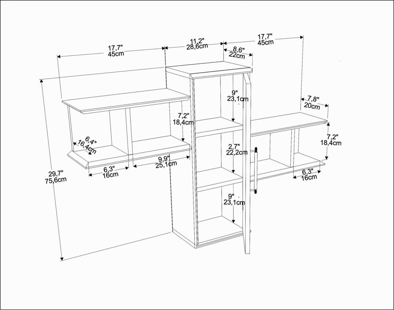 Rafturi perete, Classic Shelf, UnicUtil, 118 x 51 x 35 cm, Negru - 2 | YEO