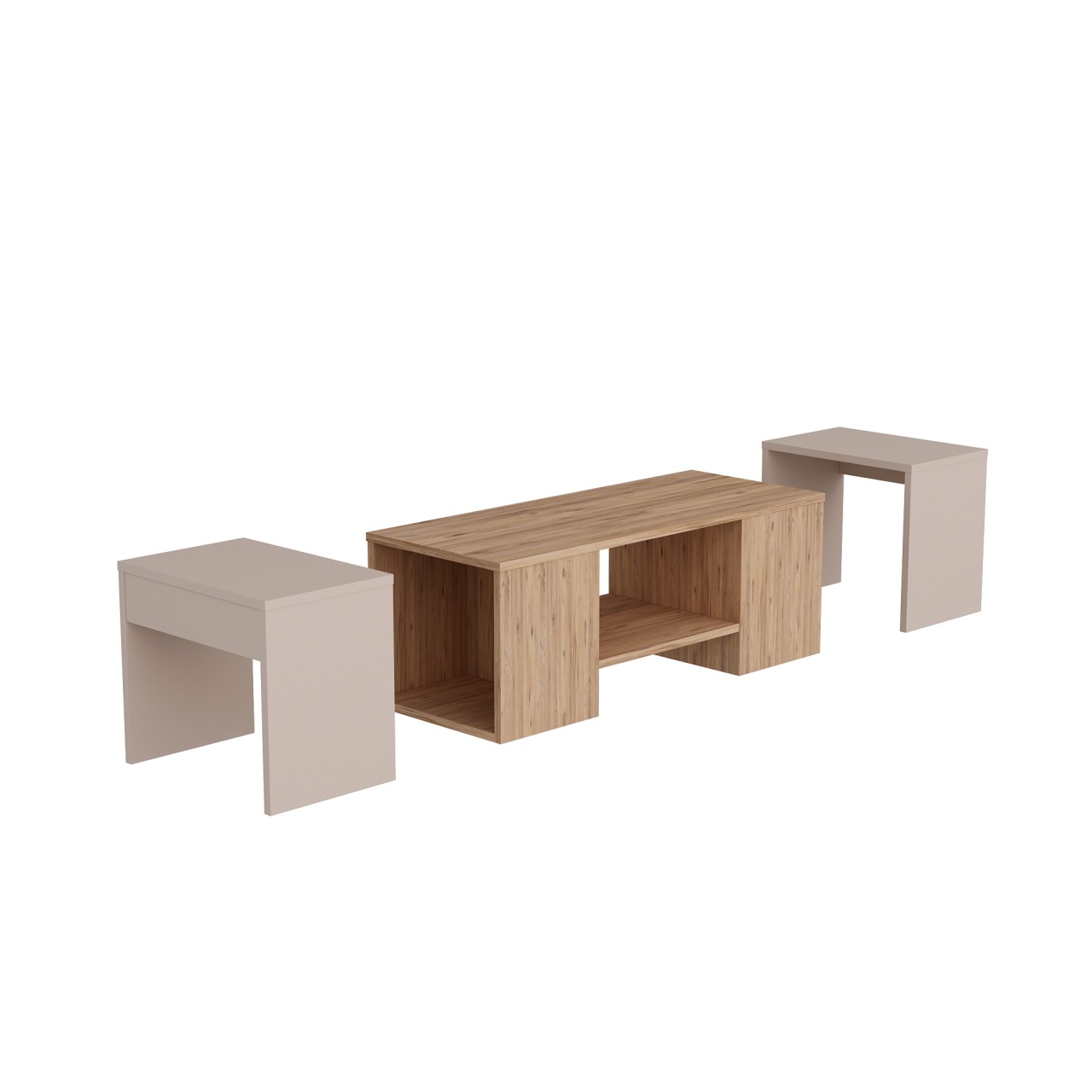 Set de măsuțe de cafea, Sartos Atlantic, UnicUtil, Pin Atlantic-Bej, Lățime: 100 cm, Înălțime: 37 cm, Adâncime: 40 cm - view 8