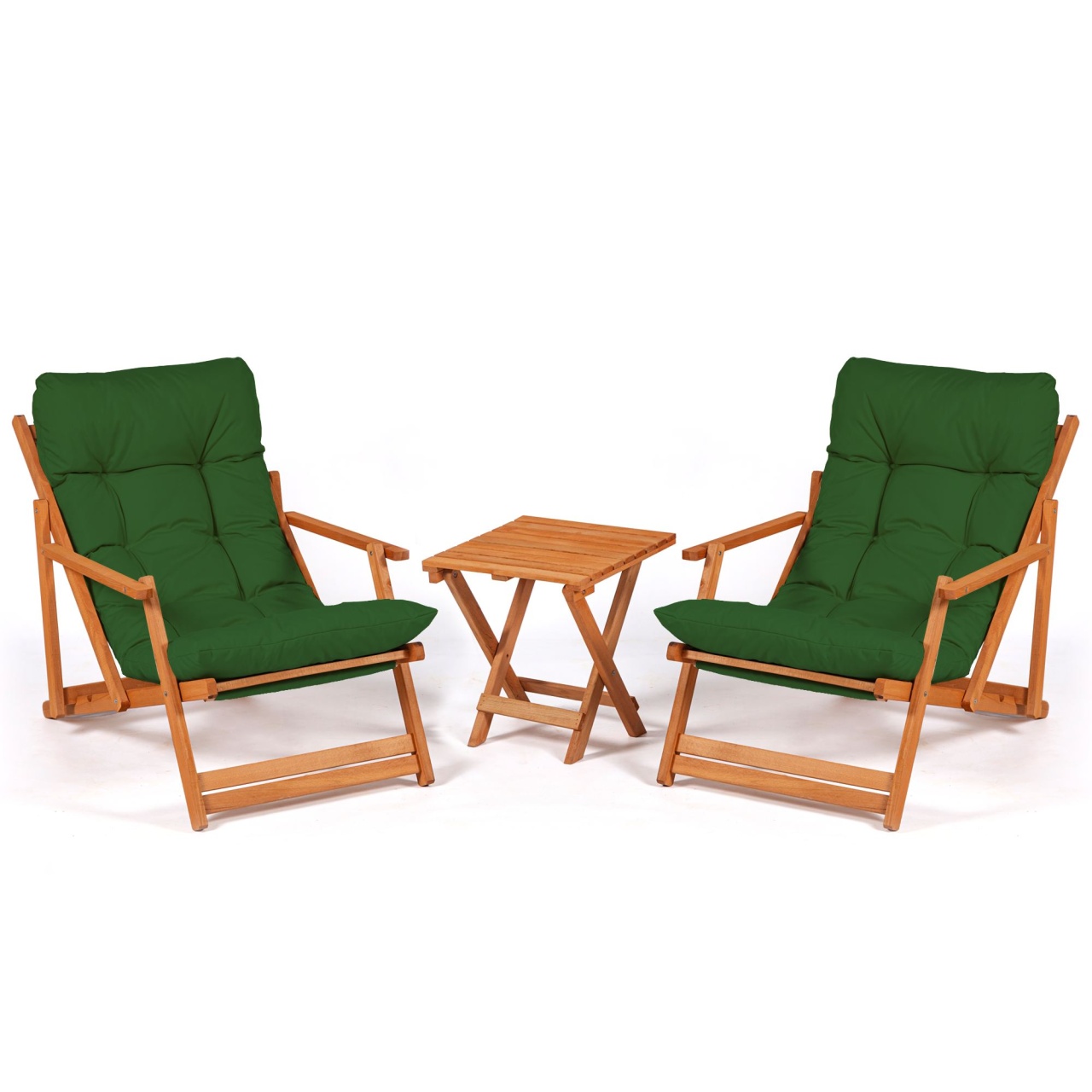 Set Gradina - Masa si Scaune (3 Bucati), Bundle breeze, UnicUtil, Culoarea Verde Natural