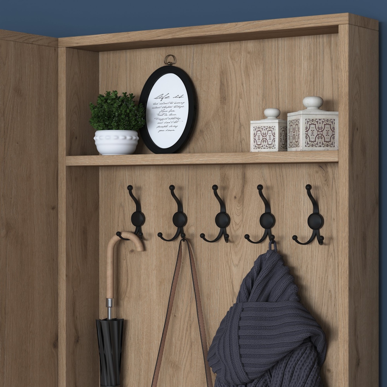 Stand de hol, P6 M11, UnicUtil, Nuc-Alb,Lățime: 119,6 cm, Înălțime: 182,8 cm, Adâncime: 37,5 cm - view 6