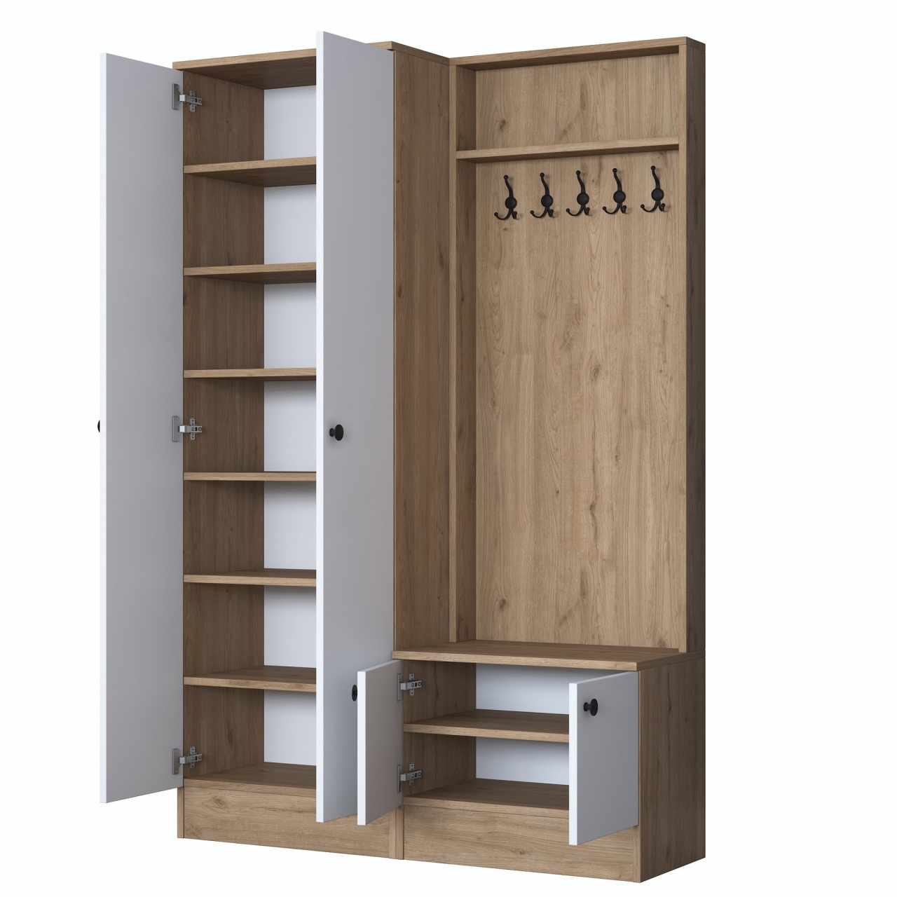 Stand de hol, P6 M11, UnicUtil, Nuc-Alb,Lățime: 119,6 cm, Înălțime: 182,8 cm, Adâncime: 37,5 cm - view 10
