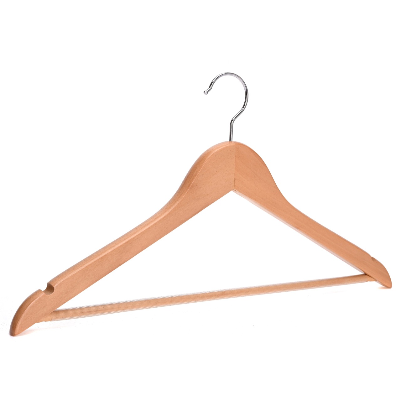 Umeraș de lux din lemn masiv cu cârlig rotativ, grosime 2 cm, ultra-rezistent, Natur, 1 bucata - imagine 3