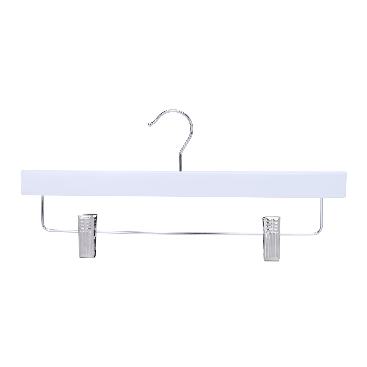 Umeraș din lemn cu clipsuri pentru pantaloni si fuste, Alb, 1 bucata - imagine 3