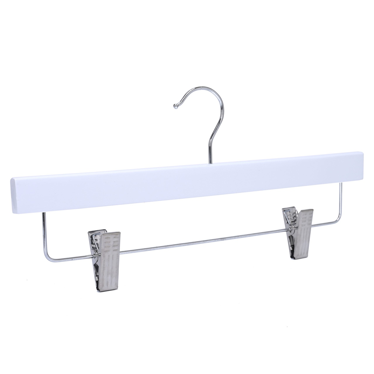 Umeraș din lemn cu clipsuri pentru pantaloni si fuste, Alb, 1 bucata - imagine 7