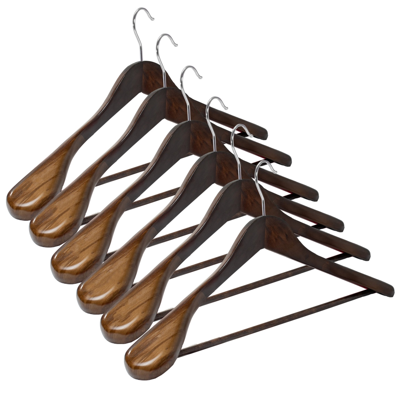 Umeraș din lemn cu umeri lați și design modern, pentru Costum/Tricouri, Vintage, 1 bucata - imagine 3