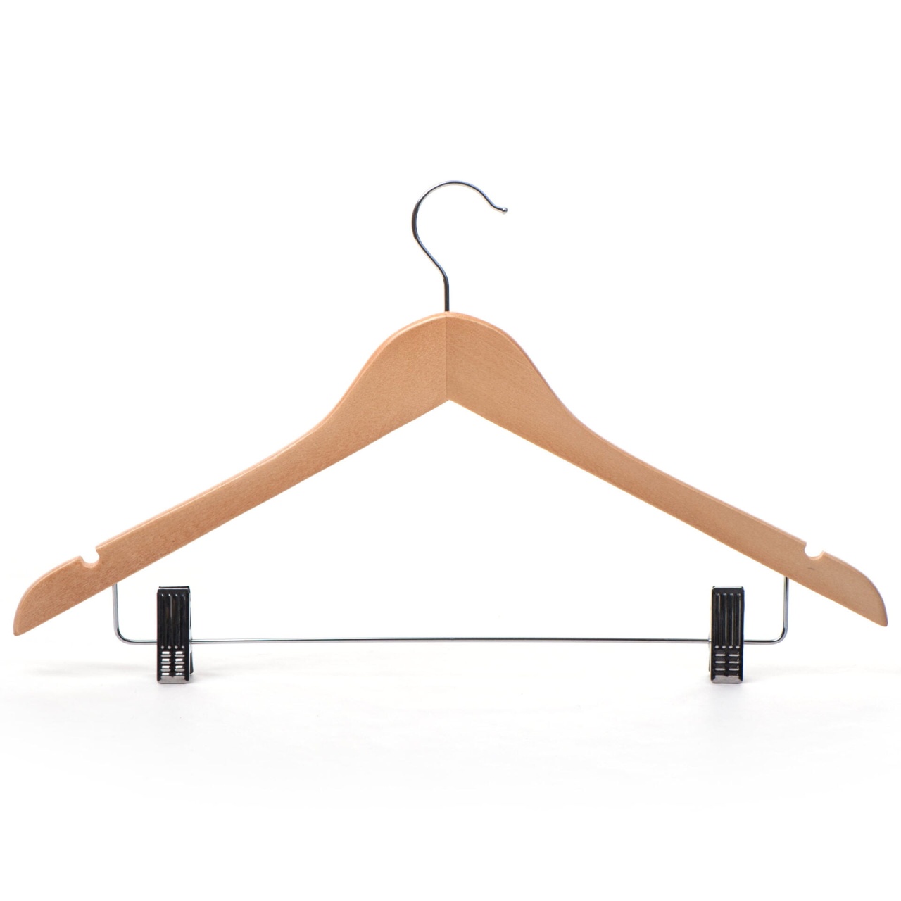 Umeraș din lemn de artar cu clipsuri de metal, Natur, 1 bucata - imagine 3