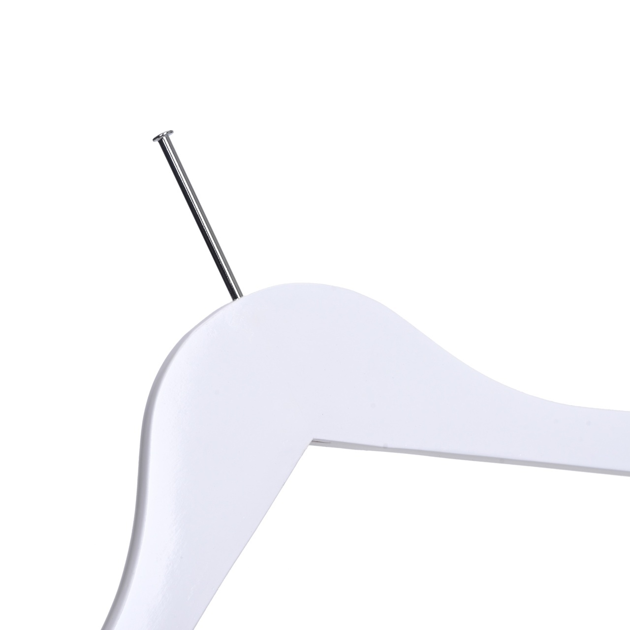 Umeraș Hotel din lemn alb cu cârlig antifurt si bară pentru pantaloni, 1 bucata - imagine 3