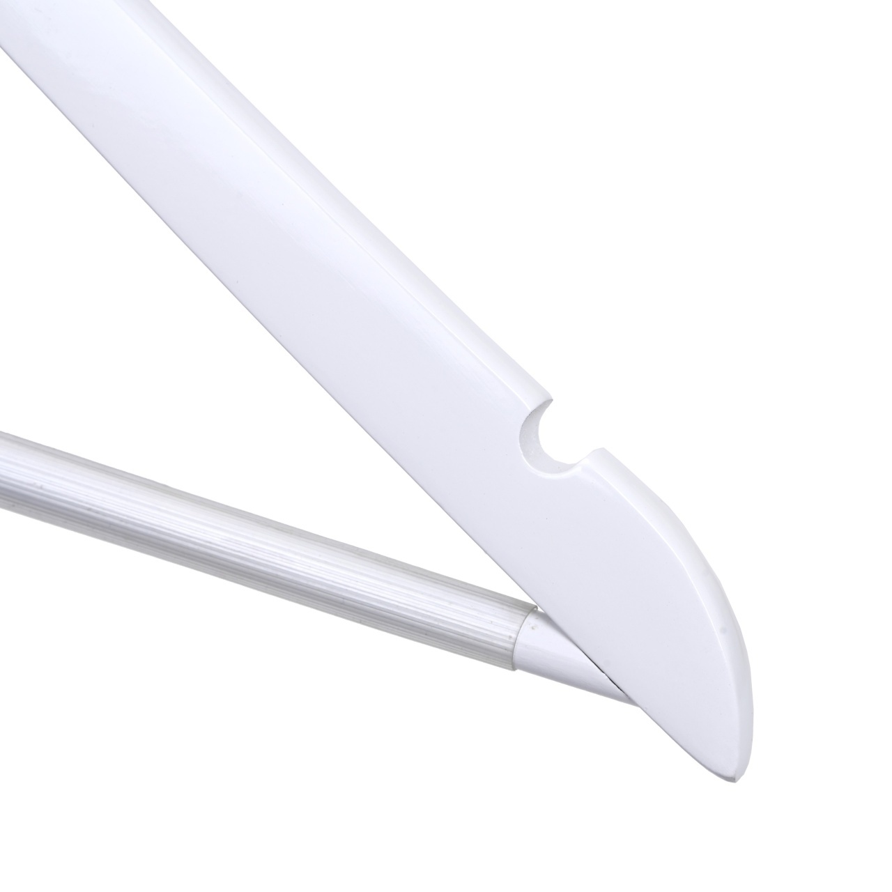 Umeraș Hotel din lemn alb cu cârlig antifurt si bară pentru pantaloni, 1 bucata - imagine 4