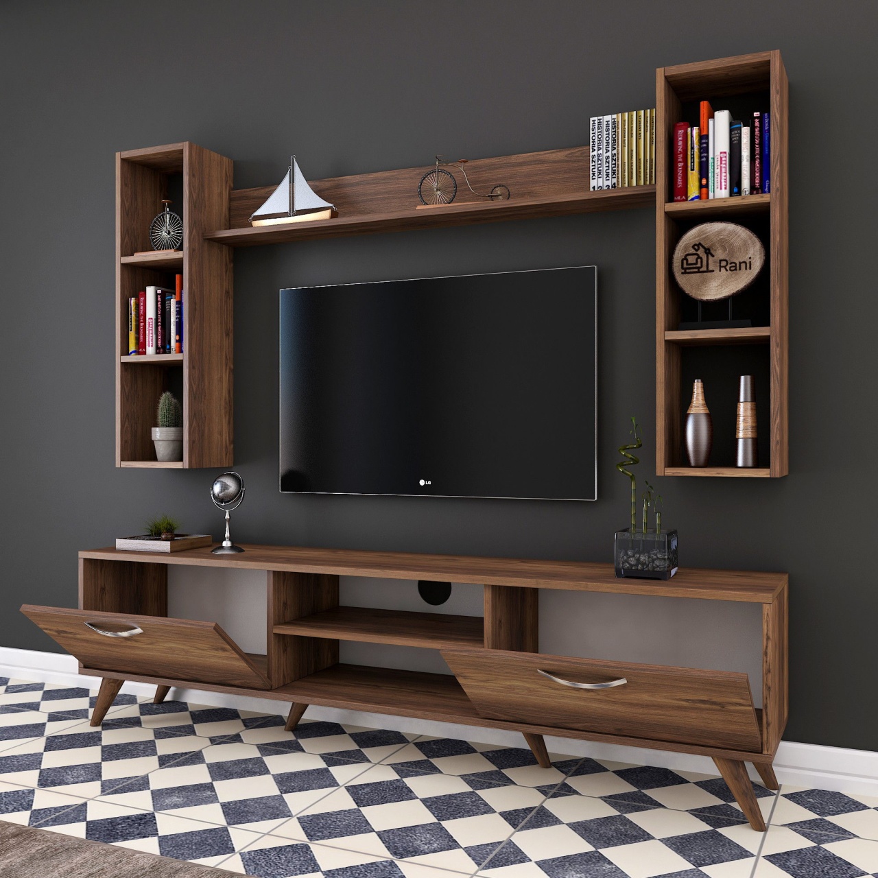 Unitate TV, M5 240, UnicUtil, Nuc, Lățime: 180 cm, Înălțime: 48,6 cm, Adâncime: 35 cm - view 4