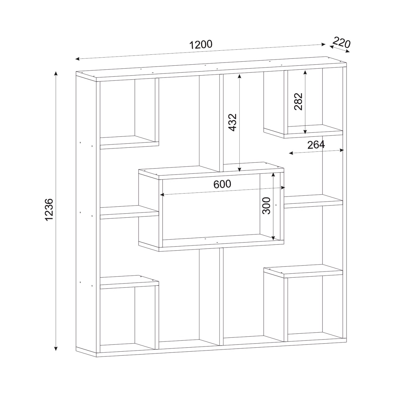 Biblioteca, Creative Structure, UnicUtil, 120 x 22 x 123.6 cm, Alb - view 2
