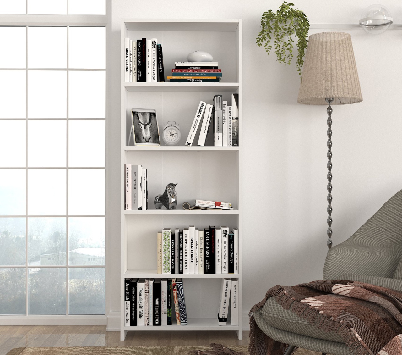 Biblioteca, Slim Vogue, UnicUtil, 60.6 x 19.5 x 160 cm, Alb - imagine 3