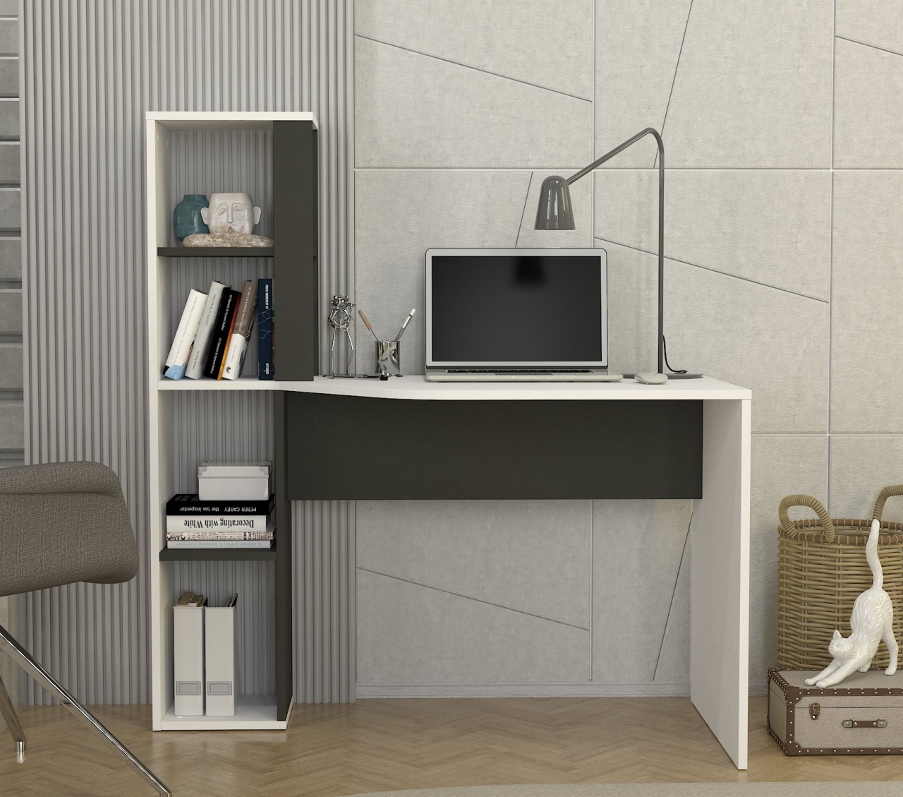 Birou, Classic Vision, UnicUtil, Alb-Gri, UUDESK40