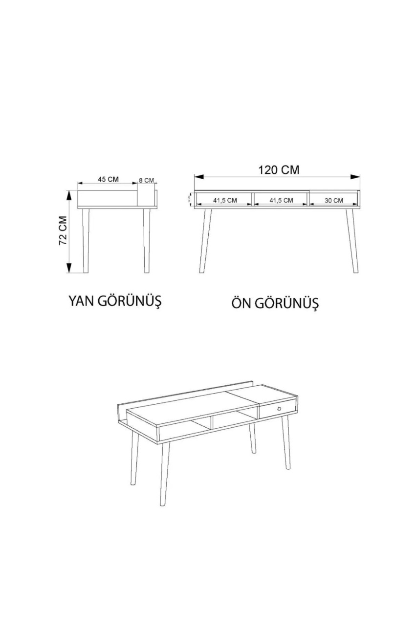 Birou de studiu, Flex White, UnicUtil, Stejar alb, Lățime: 120 cm, Înălțime: 72 cm, Adâncime: 53 cm, 360ALE1303 - view 6