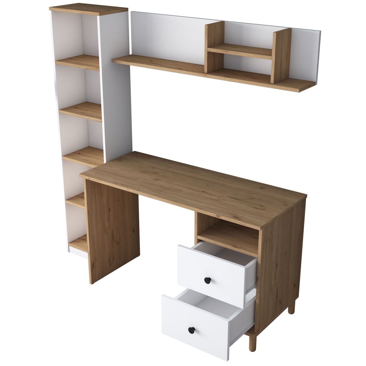 Birou de studiu, Ha115 2642, UnicUtil, Nuc-Alb, Lățime: 120 cm, Înălțime: 161,8 cm, Adâncime: 50 cm - view 8