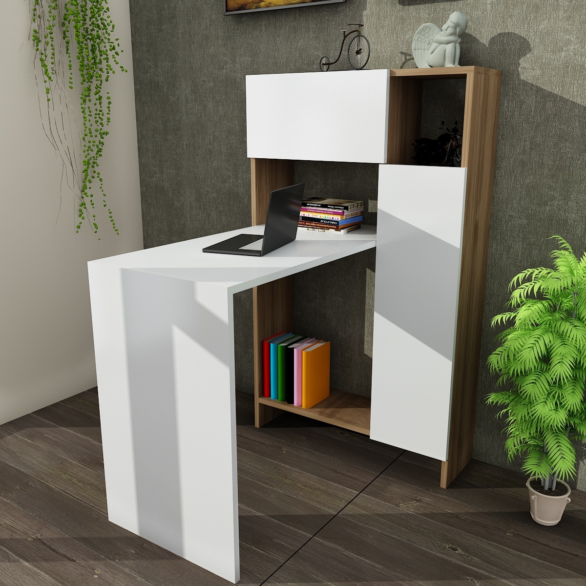 Birou, Power Style, UnicUtil, 90 x 72.1 x 120 cm, Alb si Maro, UUDESK27 - 3 | YEO