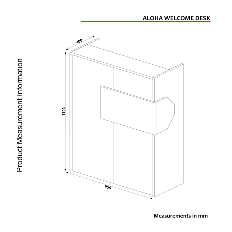 Birou recepție, Aloha LED Front Desk, UnicUtil, Gri-Bej - imagine 9