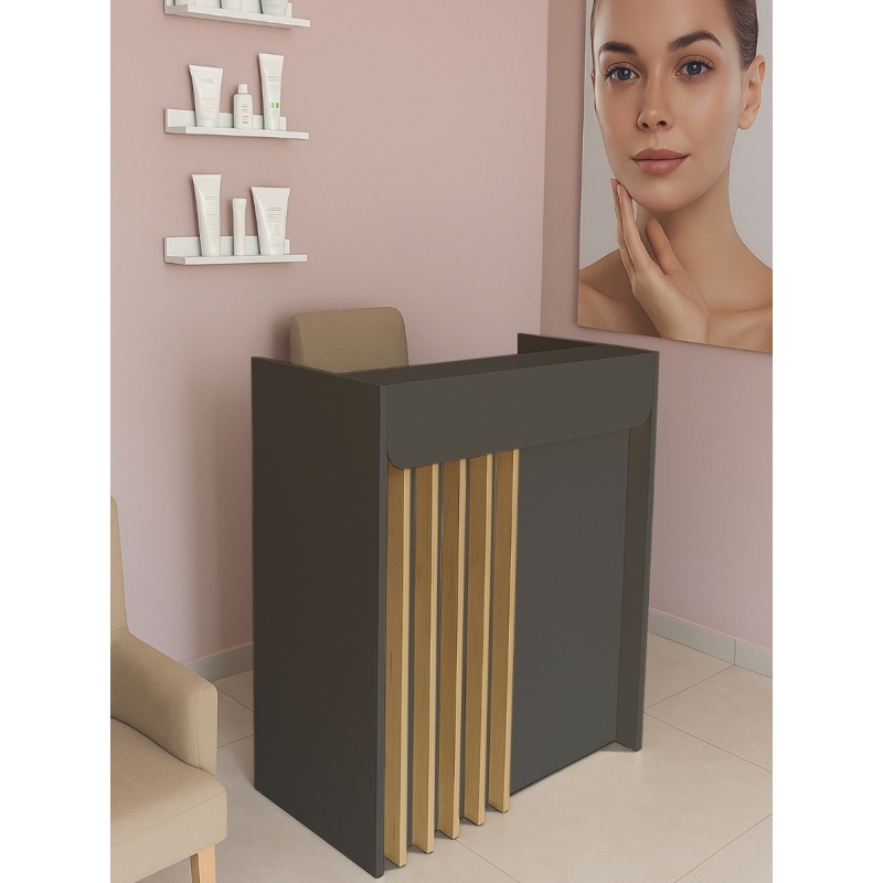 Birou recepție, Karibu LED Front Desk, UnicUtil, Gri-Bej - imagine 3