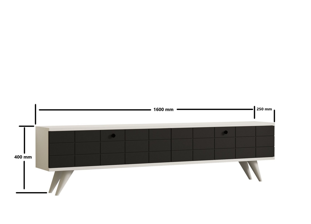 Comoda TV, Alberi Anthracite, UnicUtil, Antracit-Alb, Lățime: 160 cm, Înălțime: 35 cm, Adâncime: 25 cm - imagine 4