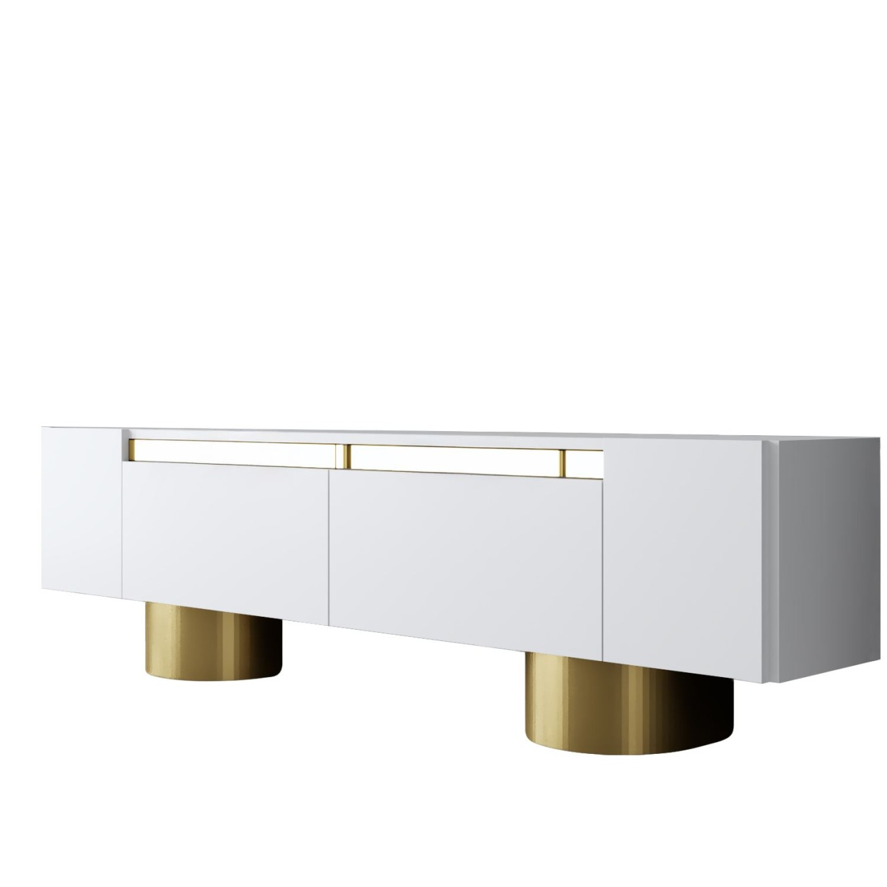 Comoda TV, Bohem White, UnicUtil, Alb-Auriu, Lățime: 180 cm, Înălțime: 50 cm, Adâncime: 30 cm - imagine 6