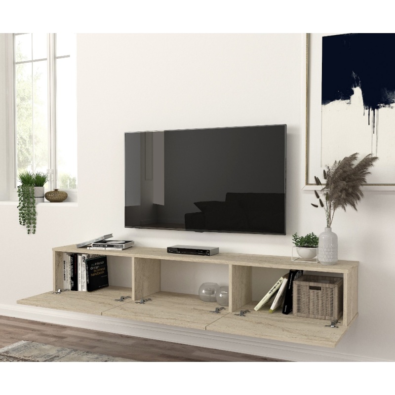 Comodă TV Damla, UNICUTIL, finisaj travertin pentru living modern - imagine 4