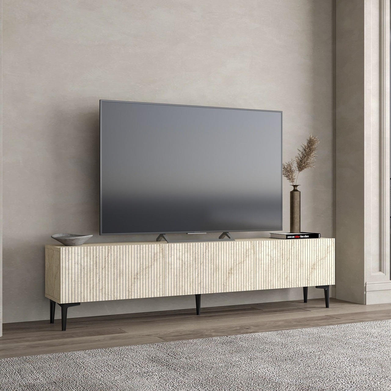 Comoda TV, Oscar Travertine, UnicUtil, Travertin, Lățime: 180 cm, Înălțime: 45 cm, Adâncime: 31,4 cm - view 3