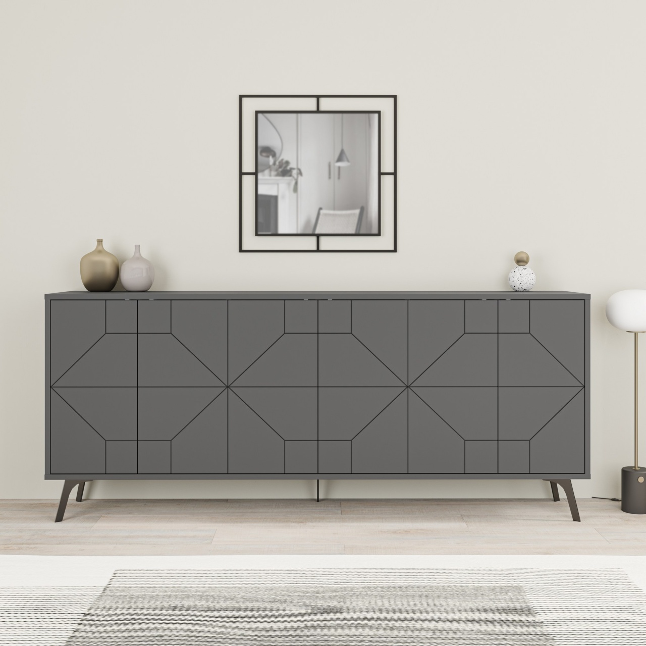Consolă, Dune Anthracite, UnicUtil, Antracit, Lățime: 183,8 cm, Înălțime: 77,4 cm Adâncime: 35 cm - view 3