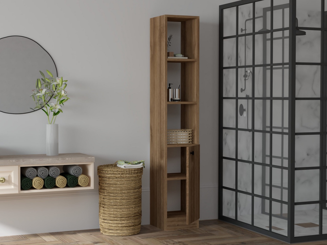 Dulap de baie, Trend Design, UnicUtil, Nuc, Lățime: 30 cm, Înălțime: 170 cm, Adâncime: 29,6 cm, 835PUQ3917 - view 2