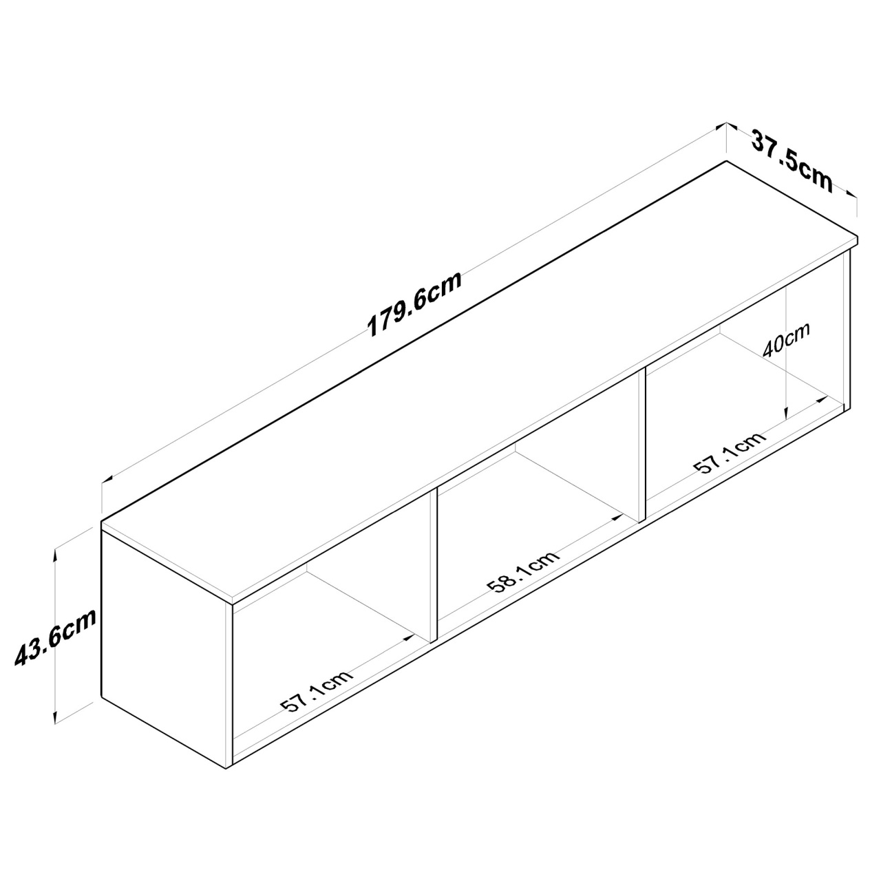 Dulap multifuncțional, Ea103 2566, UnicUtil, Alb, Lățime: 179,6 cm, Înălțime: 43,6 cm, Adâncime: 37,5 cm - view 9
