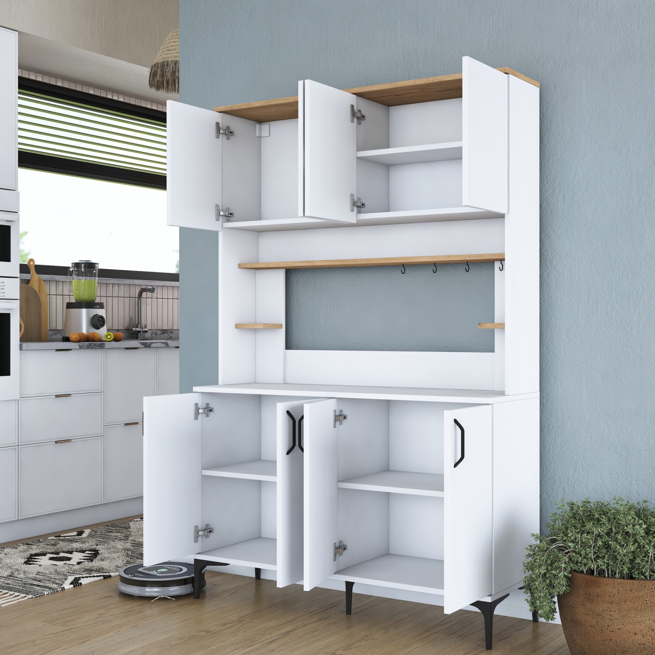 Dulap multifuncțional, Je176 3291, UnicUtil, Alb-Nuc, Lățime: 120 cm, Înălțime: 187,2 cm, Adâncime: 40 cm - view 8