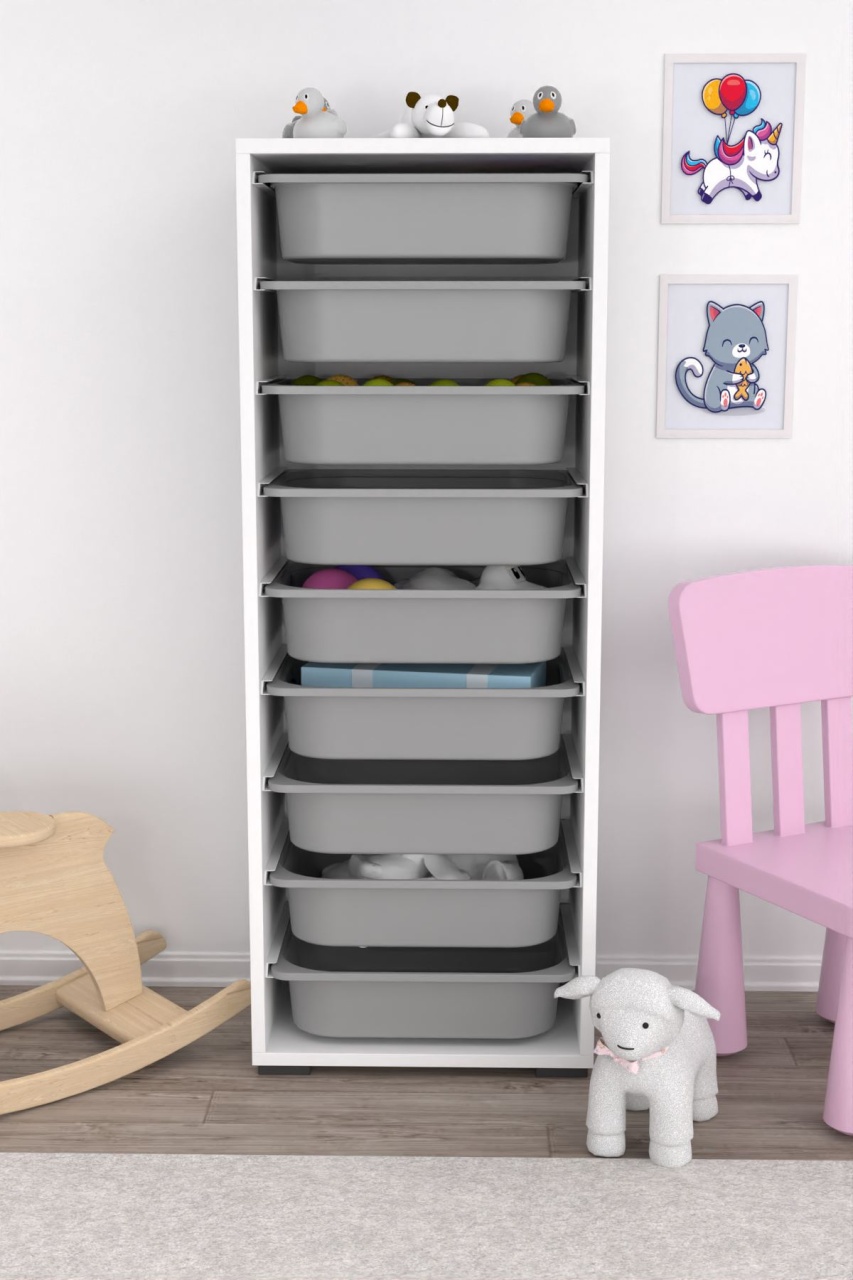 Dulap multifunctional, Shell ripple, UnicUtil, Culoarea Alb Gri - 1 | YEO