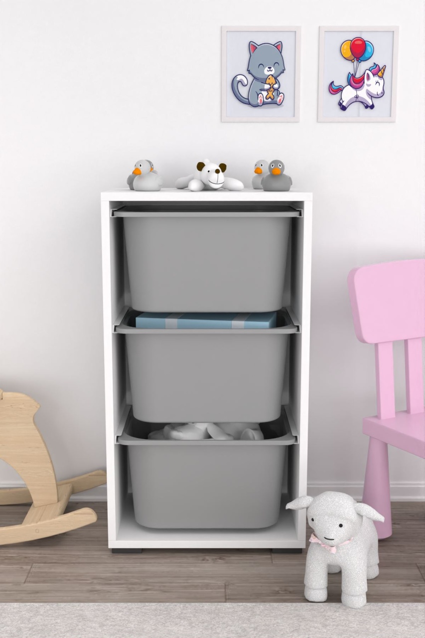 Dulap multifunctional, Stone wave, UnicUtil, Culoarea Alb Gri - 1 | YEO