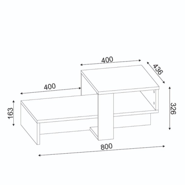 Masa de Cafea, Chain UnicUtil, 80 x 43.6 x 32.6 cm, Ideala Pentru Living Modern, Dormitor sau Hol, PAL, Culoare Alb si Maro - imagine 2
