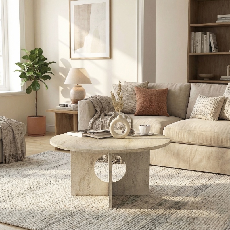 Masă de cafea, Mara Traverten, UnicUtil, Travertin - imagine 4