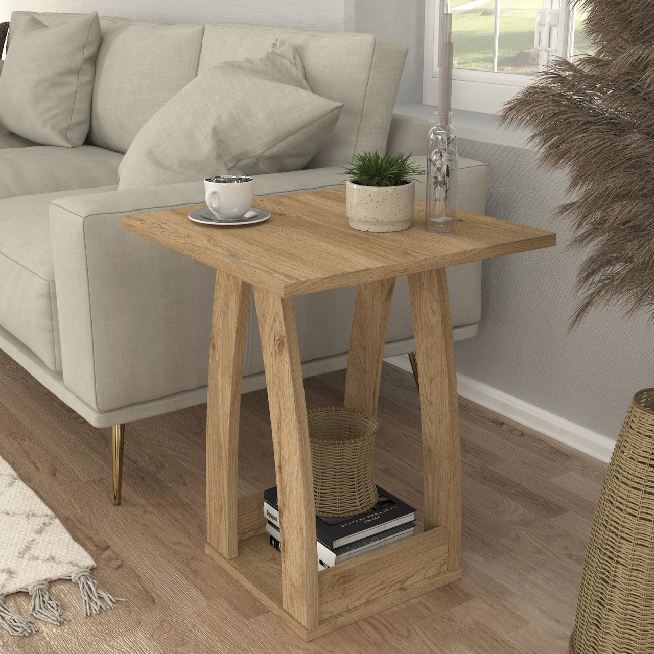 Măsuță de cafea Deros din pal melaminat – design compact și modern pentru spații elegante, 45 x 45 x 56 cm, UUORG59 - 1 | YEO