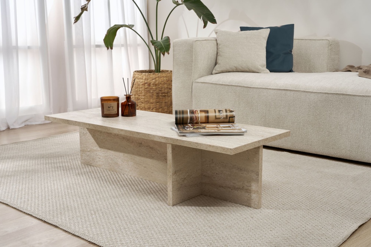 Măsuţă de cafea, Harbor Travertine, UnicUtil, Travertin, Lățime: 120 cm, Înălțime: 30 cm, Adâncime: 45 cm - view 2