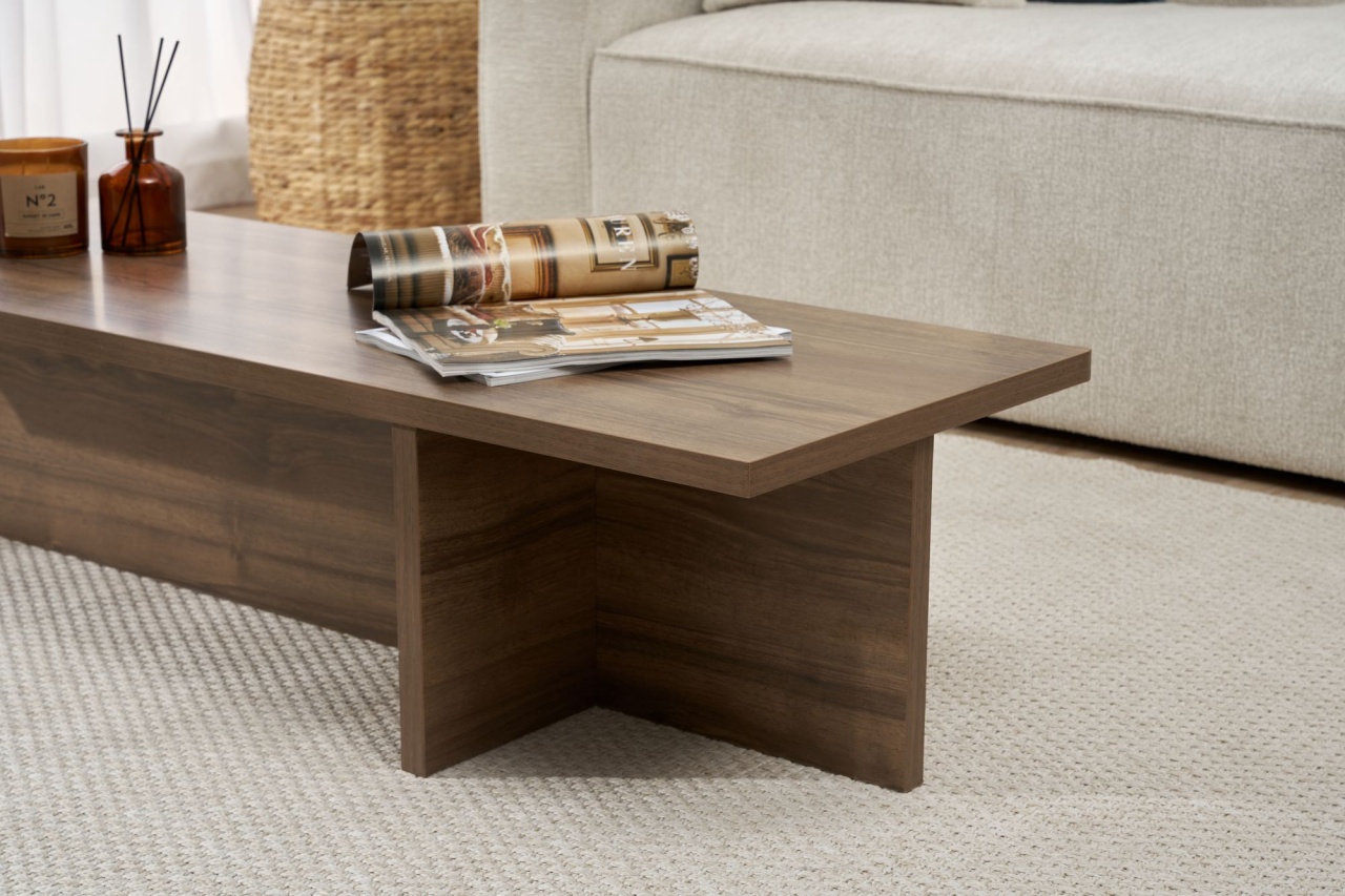 Măsuţă de cafea, Harbor Walnut, UnicUtil, Nuc, Lățime: 120 cm, Înălțime: 30 cm, Adâncime: 45 cm - view 4