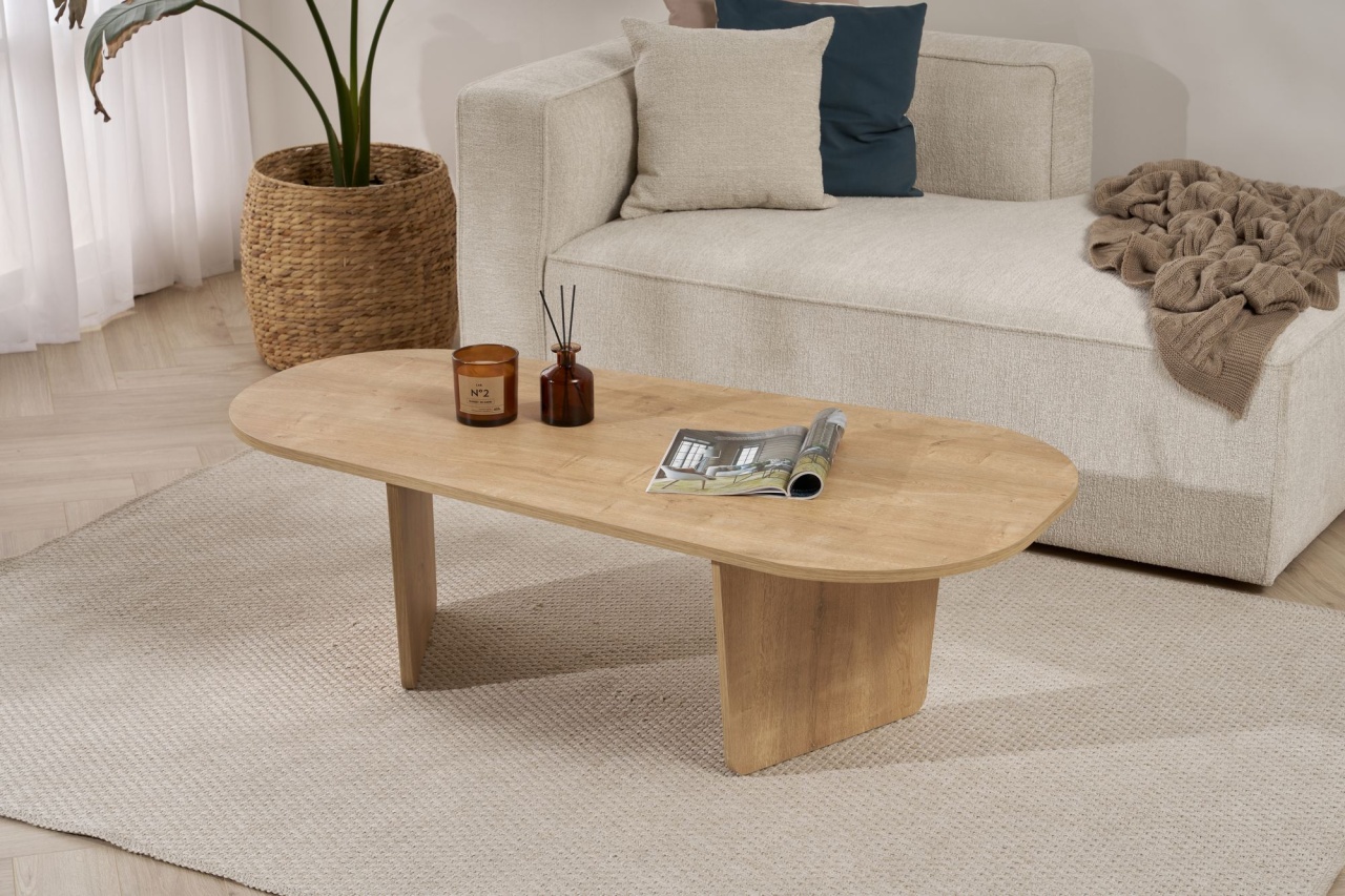 Măsuţă de cafea, Ovalis Oak, UnicUtil, Stejar, Lățime: 130 cm, Înălțime: 40 cm, Adâncime: 65 cm - view 2