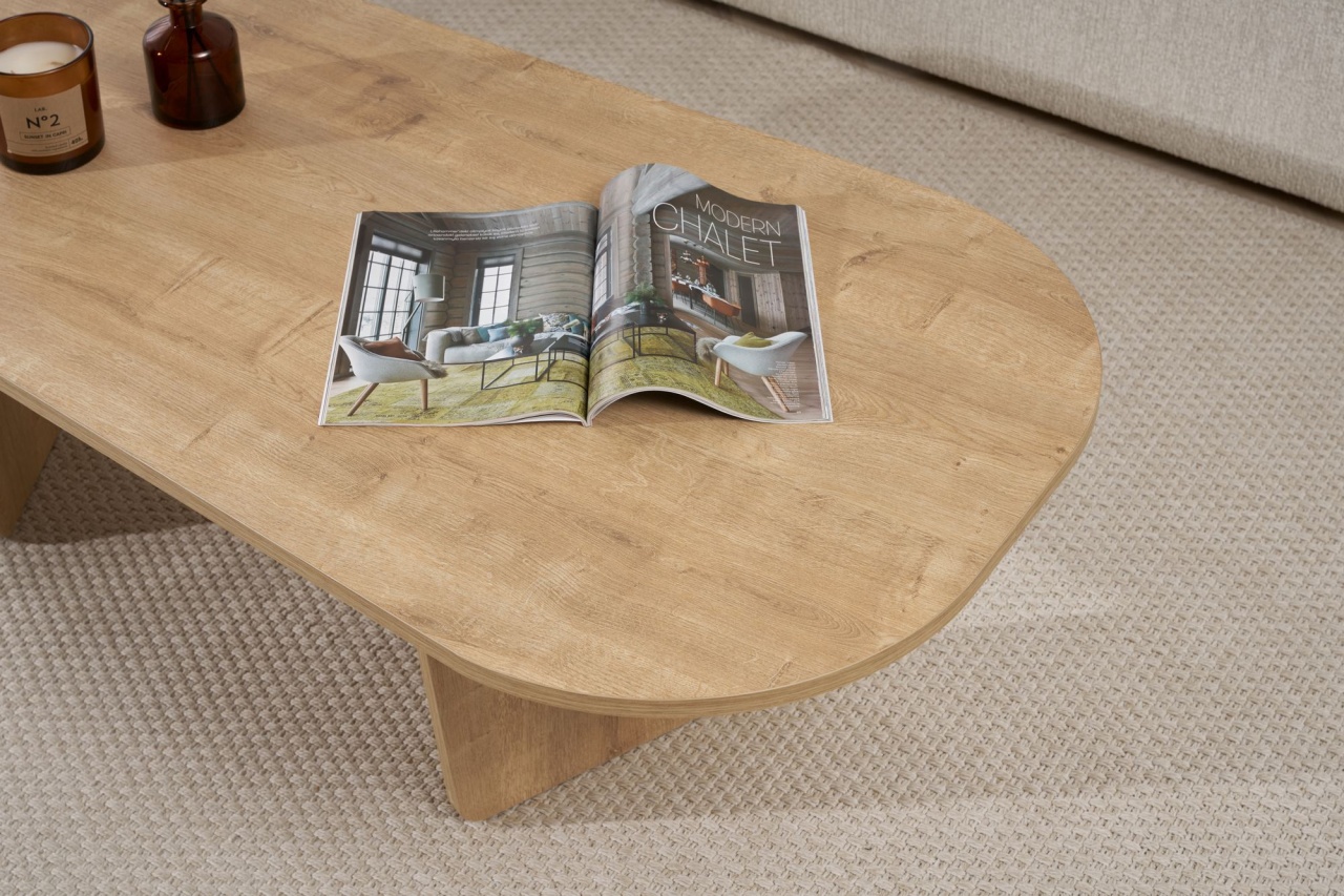 Măsuţă de cafea, Ovalis Oak, UnicUtil, Stejar, Lățime: 130 cm, Înălțime: 40 cm, Adâncime: 65 cm - view 5