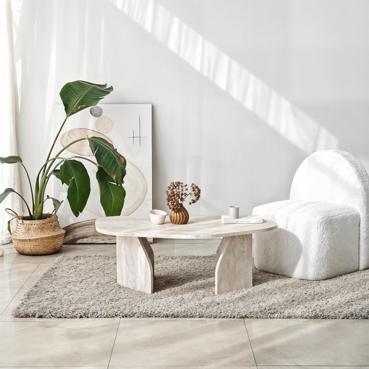 Măsuţă de cafea, Rock Travertine, UnicUtil, Travertin, Lățime: 100 cm, Înălțime: 35 cm, Adâncime: 60 cm - view 2