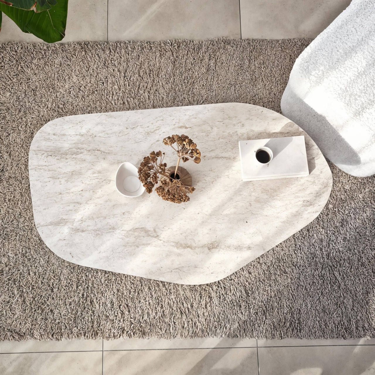 Măsuţă de cafea, Rock Travertine, UnicUtil, Travertin, Lățime: 100 cm, Înălțime: 35 cm, Adâncime: 60 cm - view 7