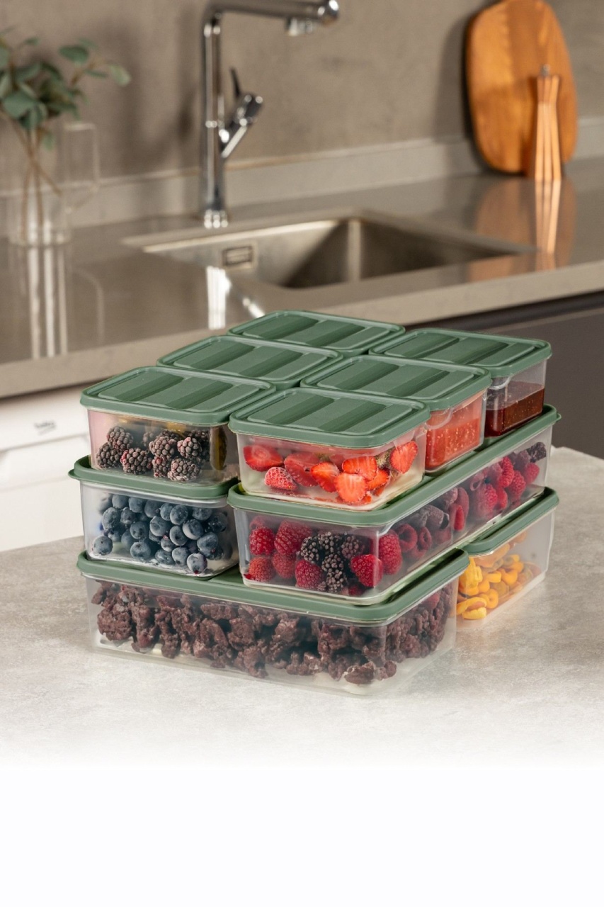Set Recipiente Alimentare (10 Bucati), Peak shade, UnicUtil, Culoarea Verde